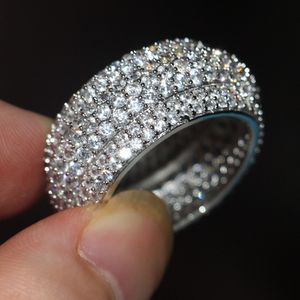 Choucong Smycken Full Round 310pcs Diamantring 925 Sterling Silver Kvinnor Engagemang Bröllop Band Ring SZ 5-11