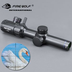 FRIE WOLF 1-4x20 Hunting Rifle scope Green Red Illuminated Riflescope With Range Finder Reticle Caza Rifle scope Air Rifle opti