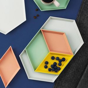 4PCS Innovative Color Geometric Storage Tray Removable Fruit Plastic Combination Desktop Storage Tray Detachable Fruit Plate