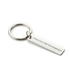 Rettangolo Argento Boyfriend Girlfriend Key Catena Catena Caduta ancora per te Everyday Keychain Giorno San Valentino Day Giorno Divertente regalo divertente fidanzato regalo