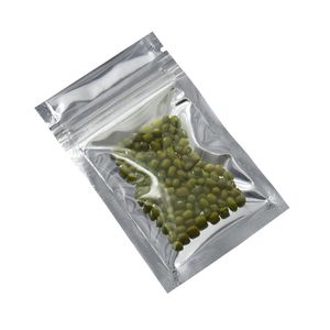 Sacchetti di imballaggio con cerniera in alluminio trasparente 6x10cm Piccolo sacchetto di plastica con zip in lamina di mylar Borsa con chiusura a zip Borsa in alluminio 300 pezzi