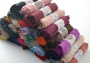 Crinkle zwykłej zmarszczek Wrap, bańka bawełniana muzułmańska hidżab, miękki islam szalik, wiskoza Maxi Crinkle Scarves, stałe szalik, głowa hidżab szal S18101307 \ t