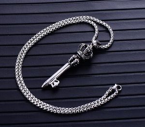 free shipping Stainless steel jewelry men's crown key pendant personality retro titanium steel chainer sweater chain pendant fashion sales