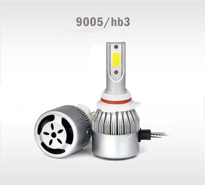 C6 Super Bright All in One COB Auto Car Headlights 9005 HB3 LED Single Beam 72W 7600lm 12V 6000K 3000K Front Bulb Headlamp