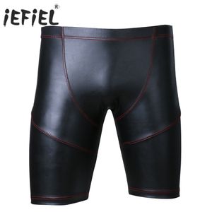 iEFiEL #M-2XL 2017 New Style Fashion Black Sexy Men Faux Leather Shorts Workout Tights for Men's Outside Boxer Shorts