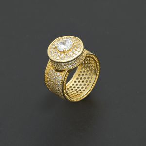Mens Hip Hop Ring smycken Guldsilver Iced Out Crystal Gemstone Diamond Rings for Men