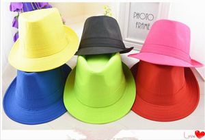 Unisex Donna Uomo Panama Cotton Cappelli Fedora Stingy Brim Cappelli 7 colori Glow Club Party Hip-Hop Jazz Dance Hat Caps