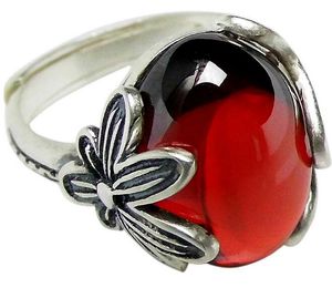Wholesale sterling silver long rings resale online - Long Baolong Jewelry sterling silver Thai silver inlaid pomegranate red green agate yellow agate flower ring ladies new