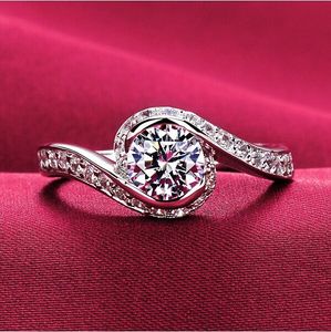Moda Takı Güzel Mücevher bayan Cz 5A Zirkon taş 925 Ayar gümüş çapraz Düğün parmak Yüzük Sz 5-10 Ücretsiz kargo