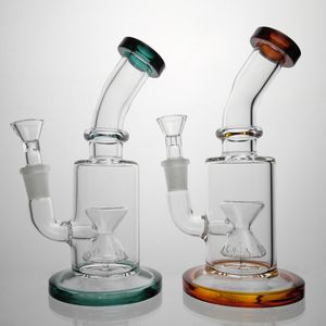 water bong bent neck water pipe hand blown glass bong 7.5 Inch 2 Colors Sturdy Round Base Hourglass Waterpipe Bong