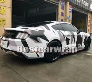 Große Pixed Camo VINYL Wrap Full Car Wrapping Acrtic Black White Grey Camo Folienaufkleber mit Luft, Größe 1, 52 x 30 m, Rolle 5 x 98 ft2923