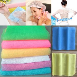 30*90cm Salux Nylon Japanese Exfoliating Beauty Skin Bath Shower Wash Cloth Towel Back Scrub Bath Brushes Multi Colors Free DHL WX9-440