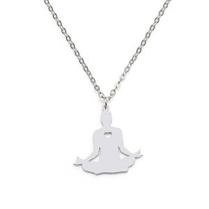 Yoga Chakra Pendant Necklace Stainless Steel Meditation Throat lock Pose Exercise Sports Jewelry Silver New Arrival Wholesale