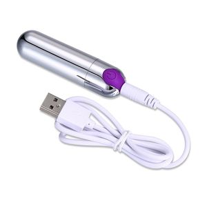 Sexspielzeug Wasserdichter 10-Gang-Bullet-Vibrator für Klitoris-Stimulator, wiederaufladbarer USB-Silber-Bullet-Vibrator für Frauen