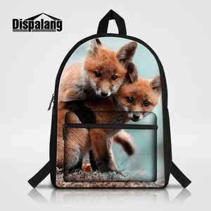 Homens Mulheres Laptop Mochila Colorido Fox Animal Impressão Crianças Saco de Escola Mochila Feminina Cool Bookbags para Adolescentes Boys Rugtas Travel Bag