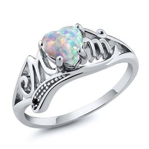 Nieuwe hartvormige grote edelsteen opaal ring liefde moeder ringen mode Moederdag en moeder's verjaardagscadeau