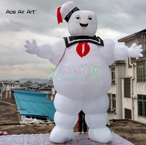 Riesige Cartoon-Charakter-Beleuchtung, Werbung, aufblasbarer Ghostbusters Stay Puft, aufblasbarer Marshmallow-Mann mit LED-Lichtern für Halloween-Gartendekoration