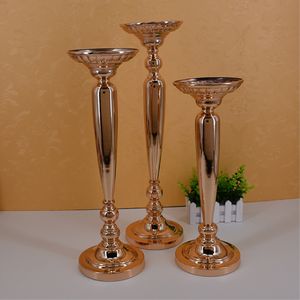 10 PCS LOT Classic Metal Gold Candle Holders Wedding Table Road Lead Event Party Centerpiece Flower Vase Stand Rack Decoration
