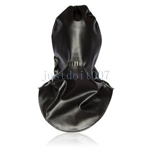 Bondage Gothic Knight Head Hood Costume Black Twarzy Maska głowa Rolypaly Halloween # E94