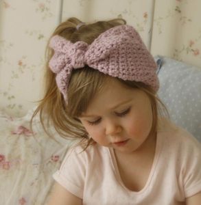 Warme Strickwolle Winter-Bowknot-Stirnbänder Babyschleifen Haarband Haarband Niedliche Hasenohren Kopfbedeckung Kopftuch Baby-Turban-Kopfschmuck