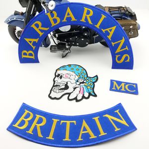 Cool MC Barbariaci Britain Skull Haftery Patches Motorcycle Club Kamizelka motocyklowa kurtka punkowa żelazo na łatce darmowa wysyłka