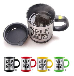 Lazy Self Stirring Mugg Automatisk Kaffe Te Mixing Cup med lock Rostfritt Stål 350 ml Kreativa Drinkware Milk Cups