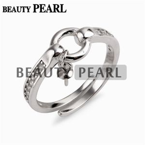 Little Circle Ring Inställningar 925 Sterling Silver Zircons Smycken Resultat Dangle Pearl Ring Mount 5 stycken