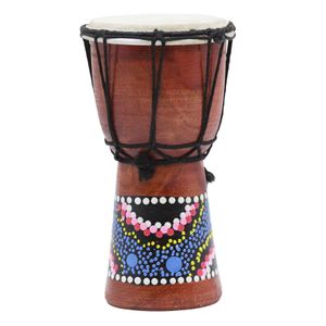 4 인치 아프리카 드럼 퍼커스 아이 장난감 고전 페인트 나무 아프리카 스타일 핸드 드럼 어린이 장난