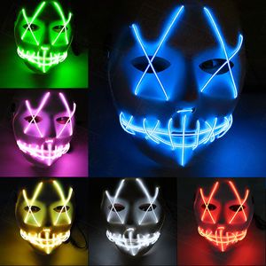 LED Halloween Maschere Fantasma Spaventoso EL Wire Glowing Maschera Masquerade Maschere a pieno facciale Costumi di Halloween Regalo del partito C4943