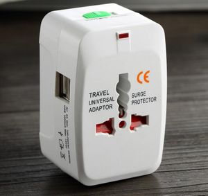 All in One with USB Universal EU AU UK US Travel Power Plug Adapter Adaptor International with Retail box 50Pcs up