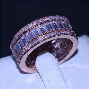 Роскошное женское кольцо Полная принцесса вырезала 15CT Diamonique CZ Розовое золото наполненное обручальное кольца свадебные кольца для женщин