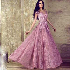 Iluzja Długie rękawy Prom Dresses Sheer Jewel Neck Kwiatowy Aplikacje Koronki Suknie Wieczorowe Wspaniały A-Line Lace Party Dresses Custom Made Custom