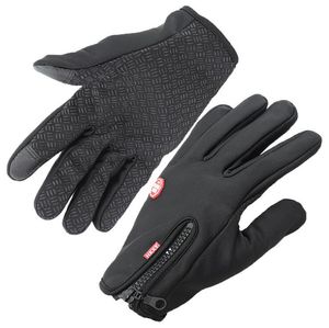 Ветрозащитные перчатки, противоскользящие ветрозащитные термотеплые перчатки с сенсорным экраном, дышащие тактические зимние мужские и женские черные перчатки на молнии AA