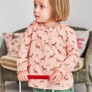 Yeni Bebek Kız T-Shirt 2018 Sonbahar Uzun Kollu Tops Çocuk Giysileri Rahat Pamuk Geyik Baskı T-shirt Toddler Bebek Kız Tees Çocuk giyim