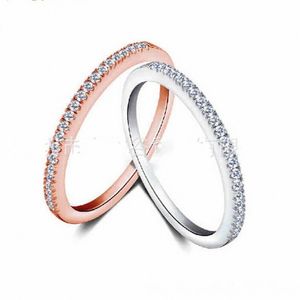 Anelli per fedi nuziali per gioielli di moda a 2 colori per donna Abbina l'anello di fidanzamento femminile in argento sterling 925 con Diamonique Cz