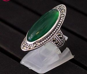 Topkwaliteit Groene Chalcedony Trouwring Sterling Zilveren Sieraden voor Vrouwen Geschenken Fijne Vintage Gemstone Jade Ring SR34
