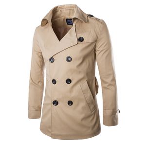 Wholesale- Nibesser熱い販売の男性ウインドブレーカーメンズトレンチコートファッションブランドの服3色のファッション襟サッシ男メンズジャケット