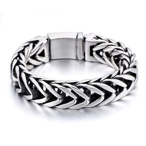 17mm Heavy Punk Rock Link Chain Bracelets Pulseira Masculina Vintage 316L Stainless Steel Dragon Keel Bangle Men Jewelry V Shape Mens Biker Bracelets