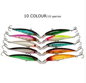 Getture 10 pçs / lote 11cm / 13.5g Minnow Lures de pesca WOBblers Lure de pesca Crankbait Hard Artificial Isca Truta Rosa Lures 10 Cor