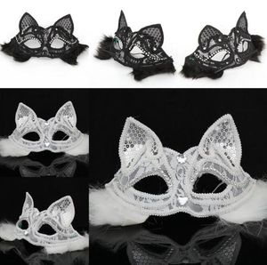 Halloween fox lace mask party dance festival princess sexy cat mask Black and white color is optional FP16