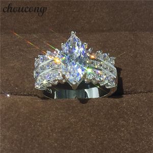 Choucong Marquise Artesanal Corte Marquise 5ct Cz ​​925 anel de Noivado De Prata esterlina Anel de Casamento Para As Mulheres homens presente