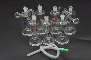 Bunte Hitman Mini-Glastabak-Bongs, Bohrinseln, Birdcage-Inline-Perc-Rauchpfeife, Dab-Rigs, Wasserpfeifen, Bong mit 10-mm-Außengewinde