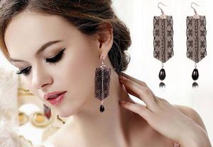 new hot Fabric material lace ribbon fashion earrings hook temperament joker pop water drop drill jewelry fashion classic exquisite elegance