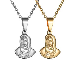 Juwel Halsketten großhandel-Neuankömmling Edelstahl Religiös katholisch katholisch Anhänger Halskette Schmuck Silber Gold Mutter Gebet Das Juwel Juwel Jungfrau Maria für Frauen