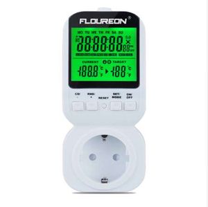 Floureon Multi-funcional Thermostat Timer Socket Plug On / Off Control 12h / 24h Para Calor e Cool Eletrodomésticos