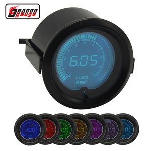 Dragon-Messgerät, 52 mm, 7-farbige Hintergrundbeleuchtung, LCD-Digital-Auto-Tachometer, Messgerät für 0–10.000 U/min