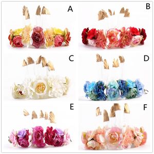 Mix 6 Styles Ins Baby Girls Feather fabric flower headbands Infant Toddler Photography Props Hair Sticks headdress Kids Hair Accessories