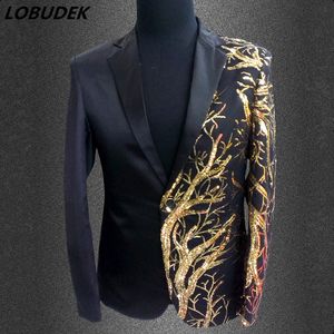 Männer Mode Jacke Sänger Tänzer tragen Benutzerdefinierte männliche Pailletten Bühne Blazer Abschlussball Party Outfit Mantel Bar Star Konzert Kostüme Nachtclub Kostüm