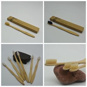Bambu Diş Fırçası Bambu Kömür Diş Fırçası Yumuşak Naylon Capitellum Bambu Diş Fırçaları Otel Seyahat Diş Fırçası için GGA973