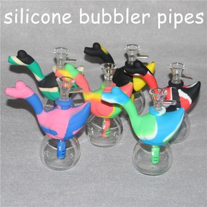Hookahs Swan Silicone Waterpipes 10 Cores para Escolha PegaPipe Bubbling Tubulação de Vidro Bongo Silicon Fumar Tubos Livre DHL